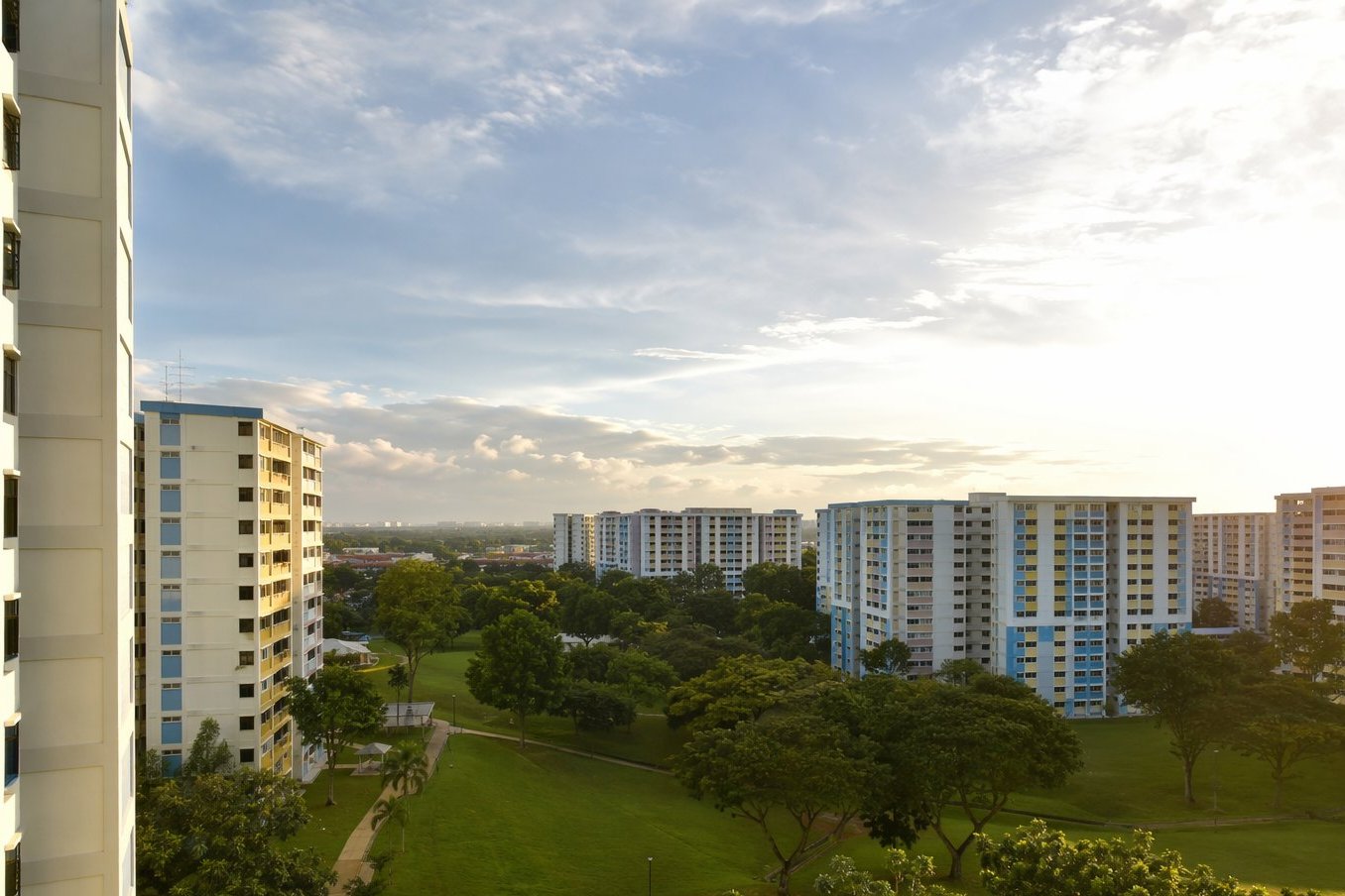 Artist's impression of spacious HDB heartland blocks with open green lawns in Jurong West, Singapore