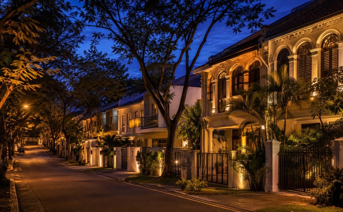 Solano Grand — quiet residential street in Bukit Panjang at dusk
