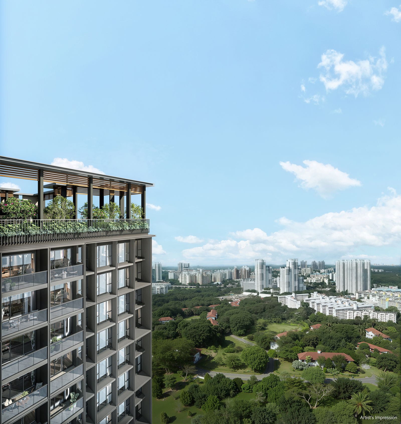 Bloomsbury Residences — bbr sky view. Artist's impression.