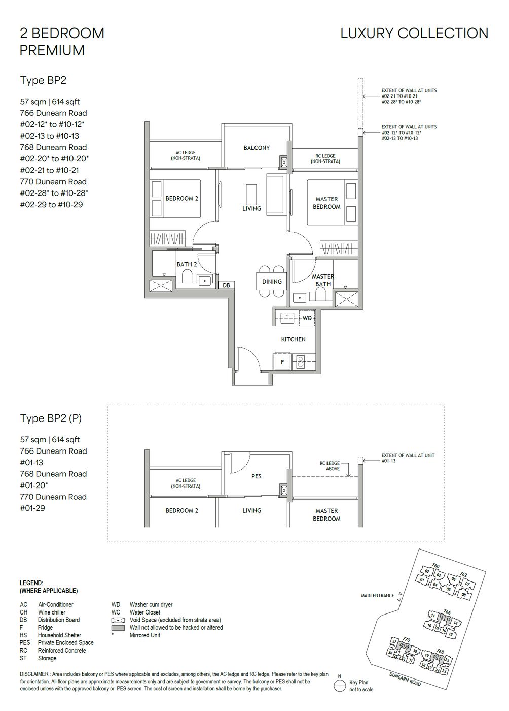 Dunearn House floor plan, type BP2 — 2 Bedroom Premium