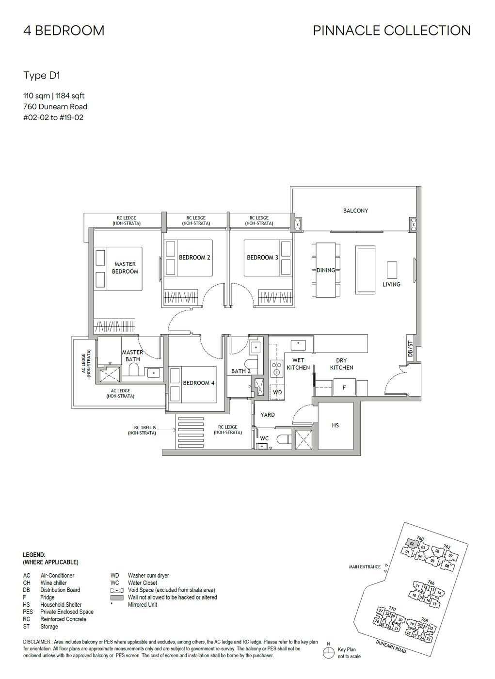 Dunearn House floor plan, type D1 — 4 Bedroom