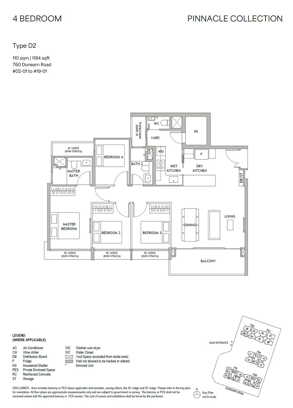 Dunearn House floor plan, type D2 — 4 Bedroom