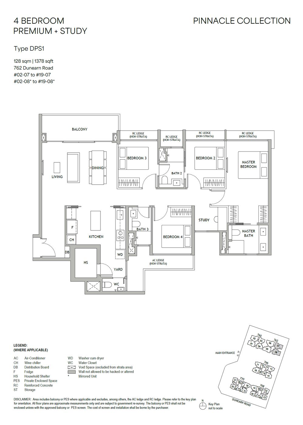 Dunearn House floor plan, type DPS1 — 4 Bedroom Premium + Study