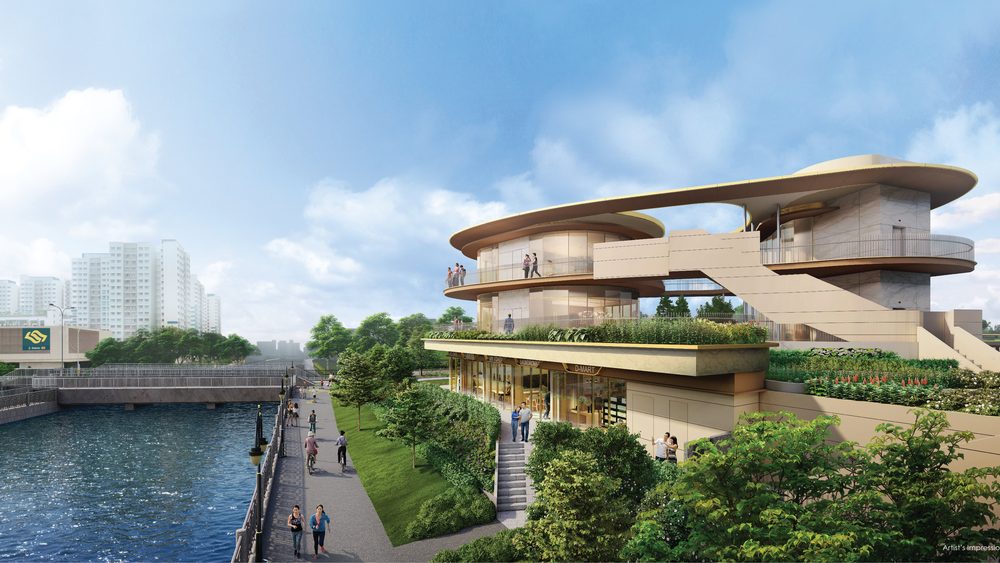 Grand Dunman — The Jewel Clubhouse on the Geylang River frontage. Artist's impression.