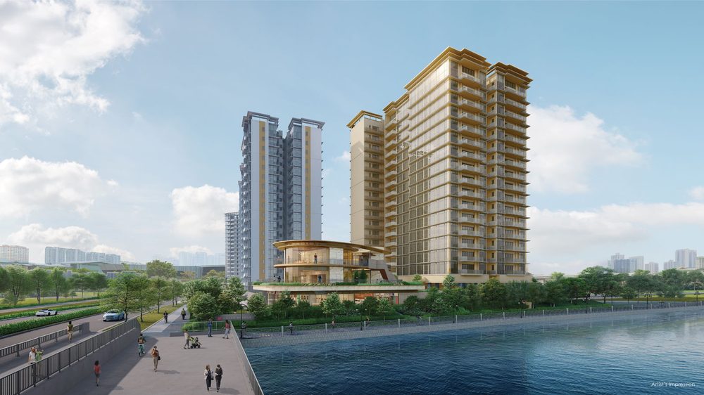 Grand Dunman — Luxury blocks seen from across the river. Artist's impression.