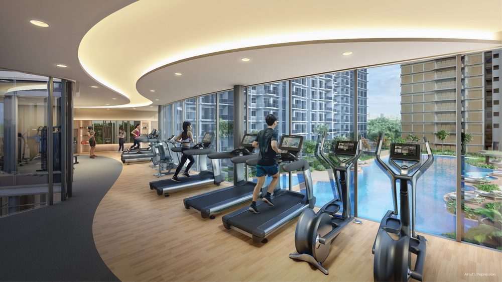 Grand Dunman — The gym overlooking the pool deck. Artist's impression.