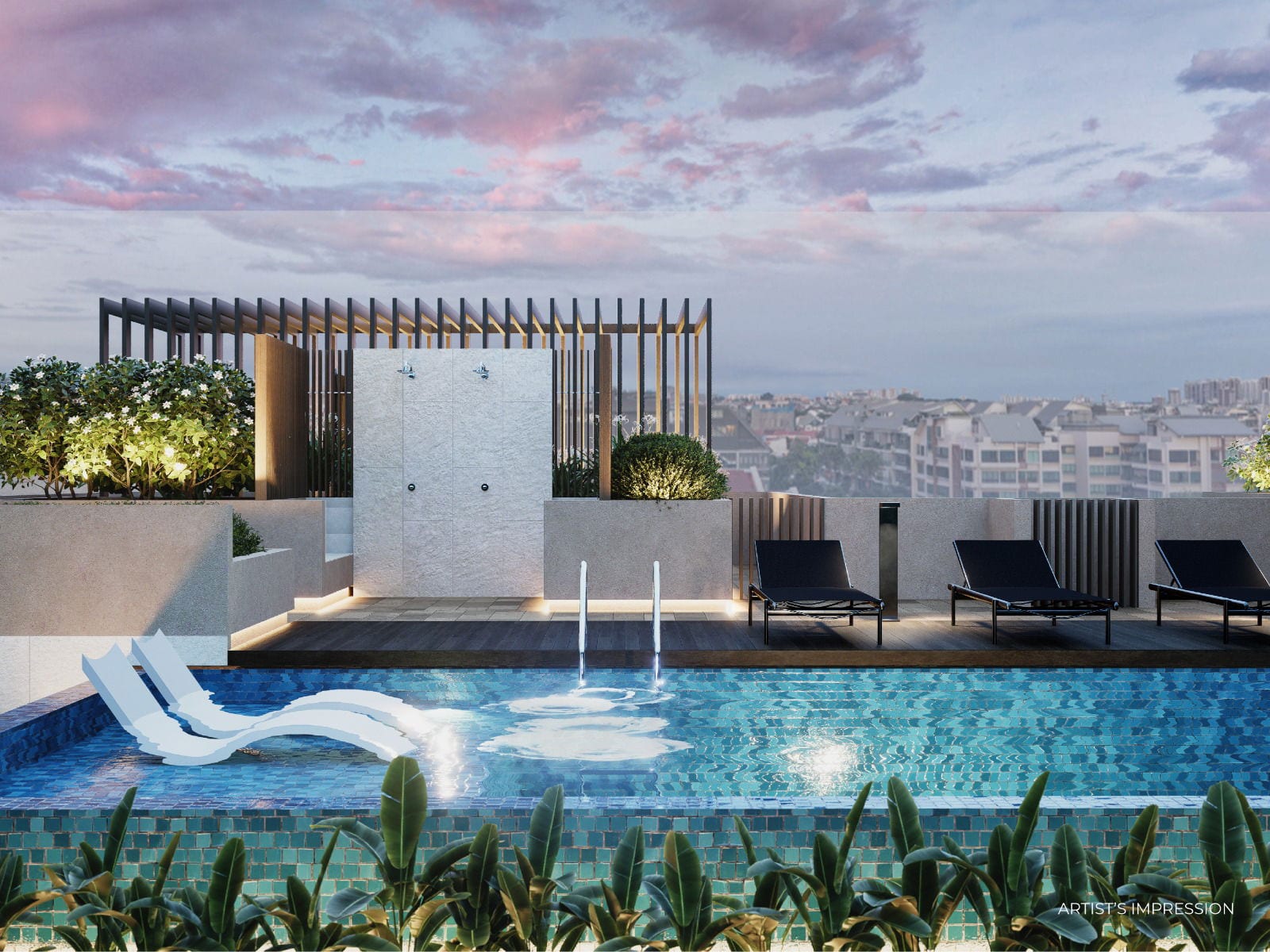 Jansen House — pool view. Artist's impression.