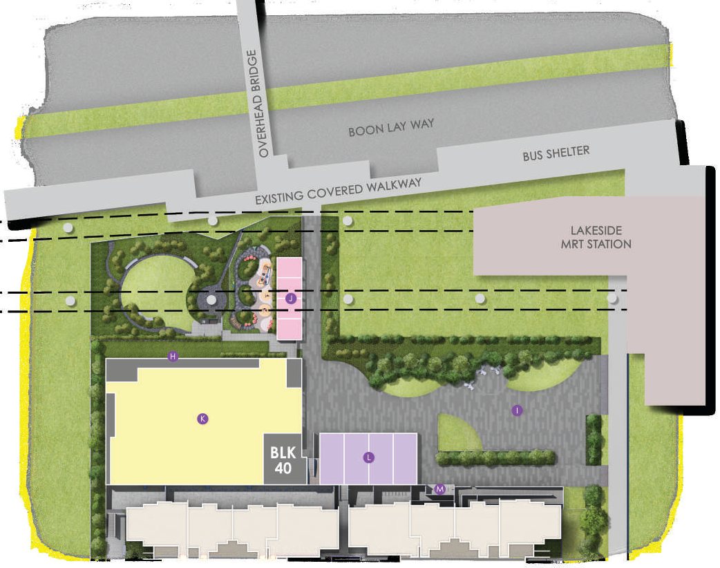 Lucerne Grand level 1 plan showing the supermarket, shops, restaurants and community plaza