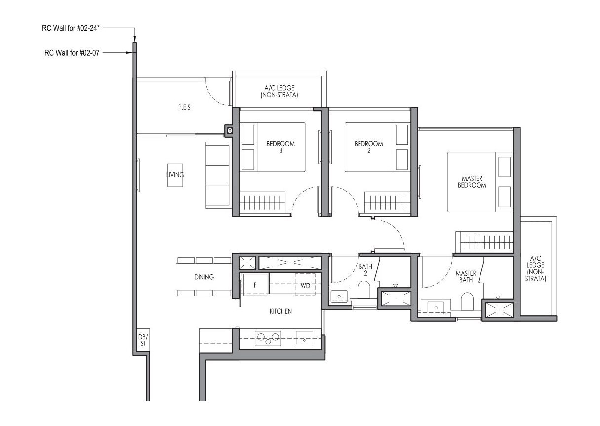 Lucerne Grand C2 (P) floor plan, 3 Bedroom, 82 sqm / 883 sq ft