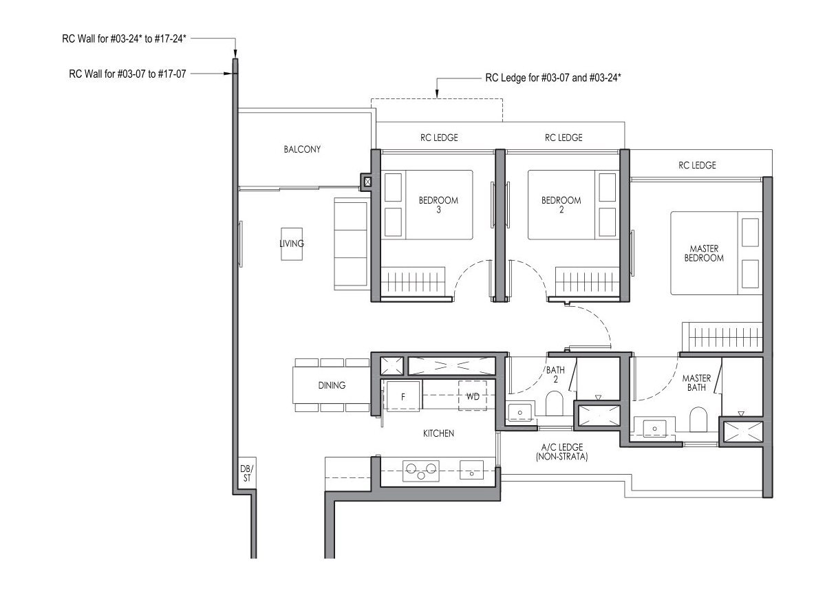 Lucerne Grand C2 floor plan, 3 Bedroom, 82 sqm / 883 sq ft