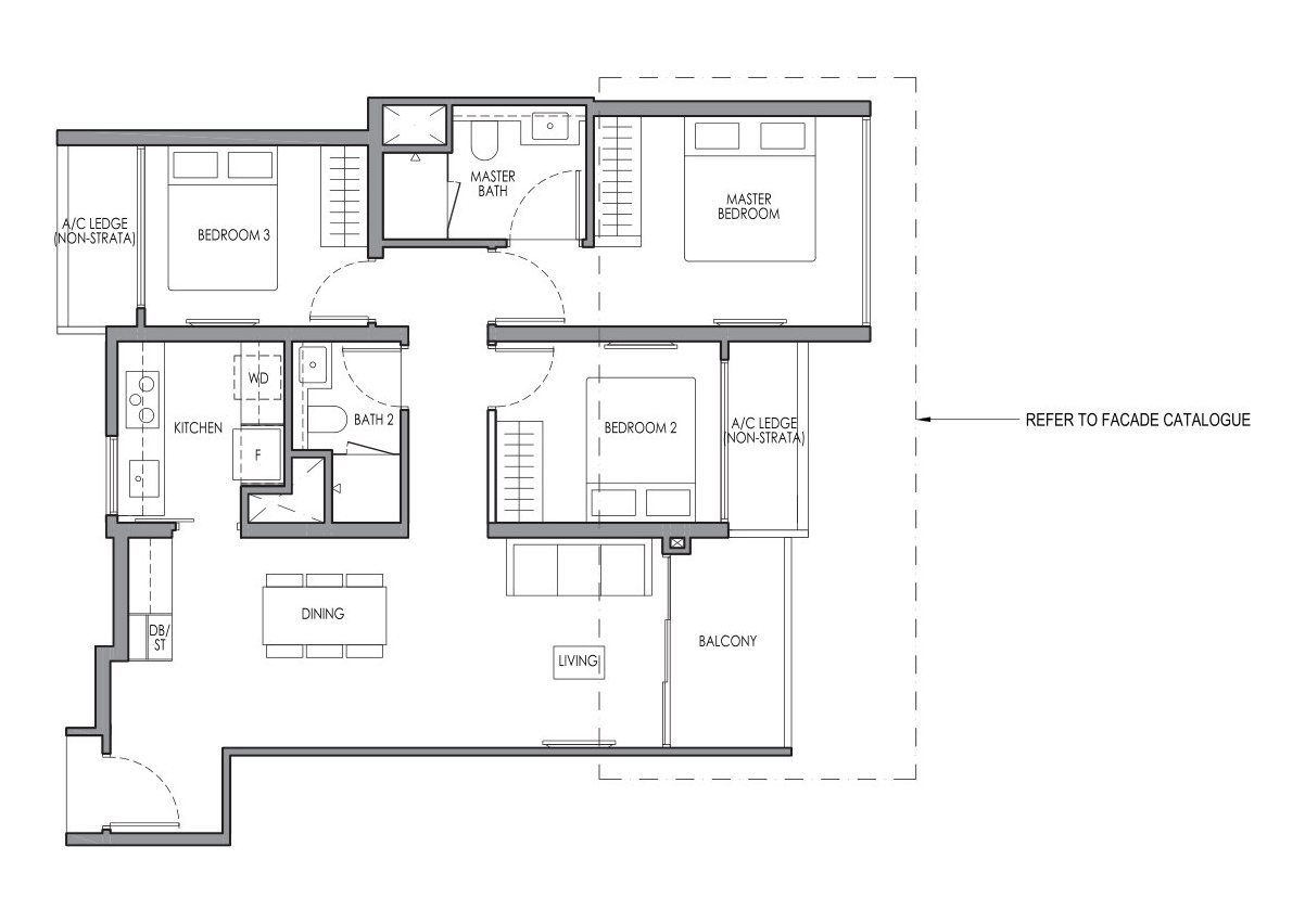 Lucerne Grand C3 floor plan, 3 Bedroom, 83 sqm / 893 sq ft