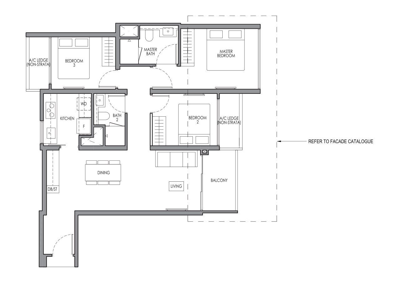 Lucerne Grand C3a floor plan, 3 Bedroom, 84 sqm / 904 sq ft