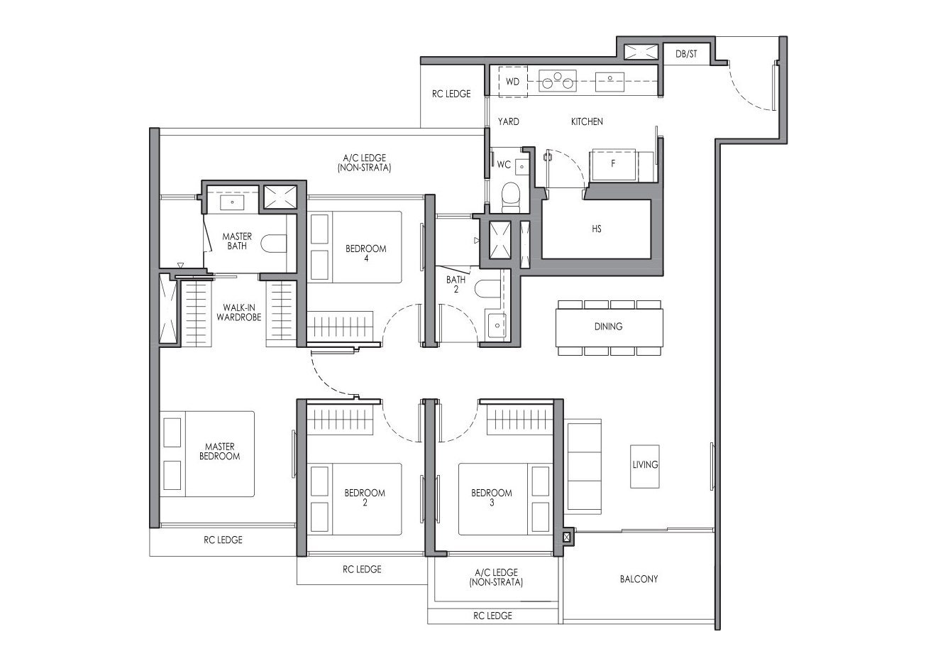 Lucerne Grand DP1 floor plan, 4 Bedroom Premium, 108 sqm / 1,163 sq ft