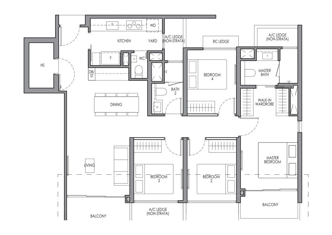 Lucerne Grand DP2 floor plan, 4 Bedroom Premium, 111 sqm / 1,195 sq ft