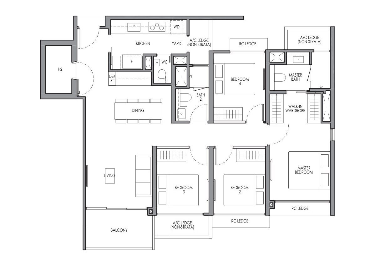 Lucerne Grand DP2a floor plan, 4 Bedroom Premium, 107 sqm / 1,152 sq ft
