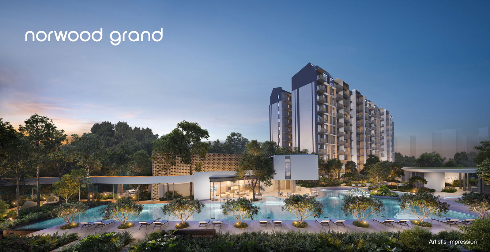 Norwood Grand — aerial evening. Artist's impression.