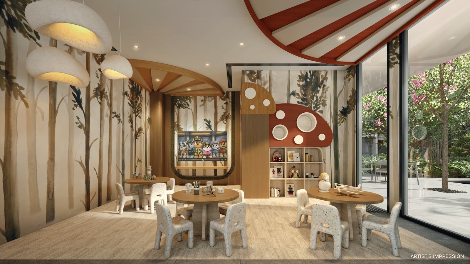 The kids' party room at Pinery Residences
