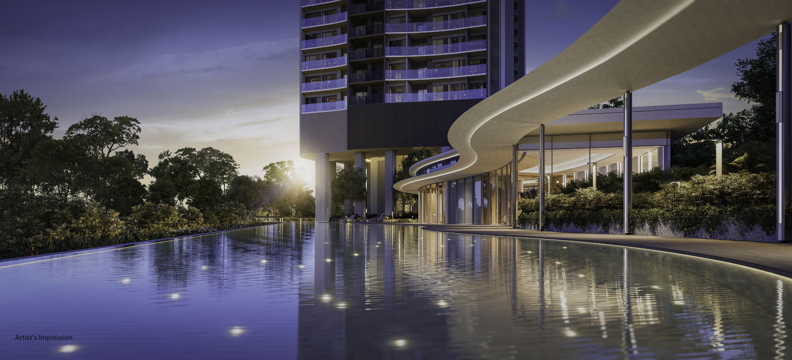 River Green — rg night pool. Artist's impression.
