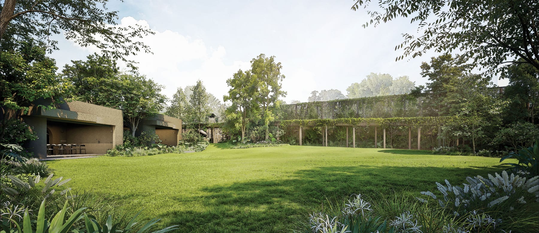 River Modern — lawn. Artist's impression.