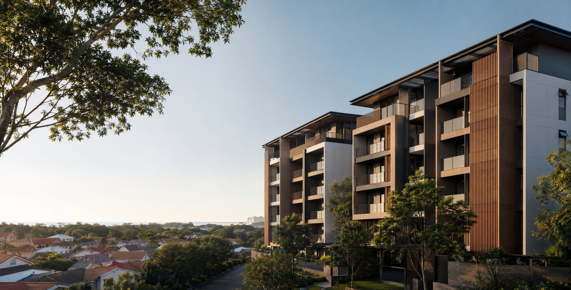 Artist's impression of a modern executive condominium along Sembawang Road, set within a low-rise landed enclave
