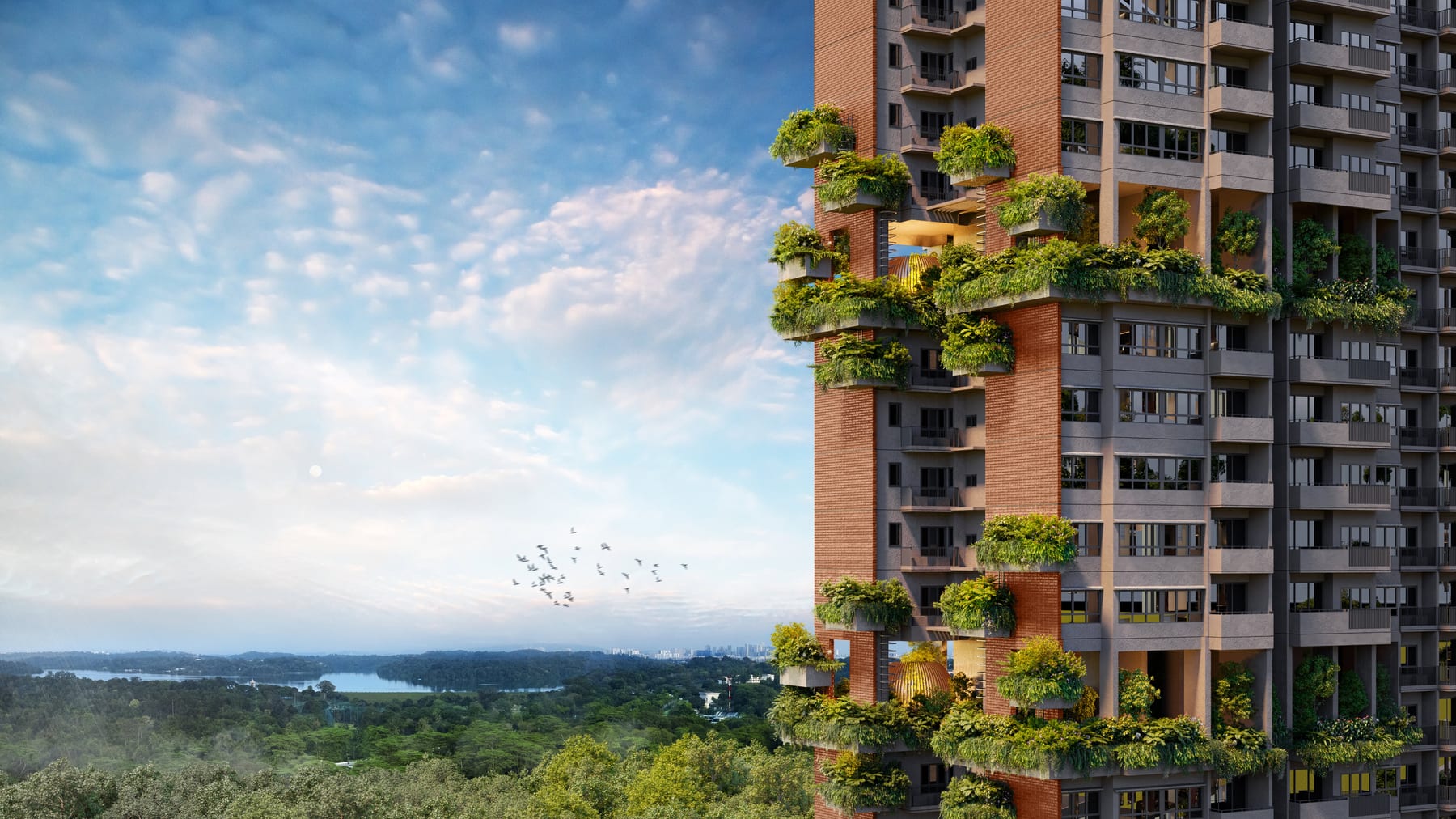 Springleaf Residence — sky terrance with forest view. Artist's impression.