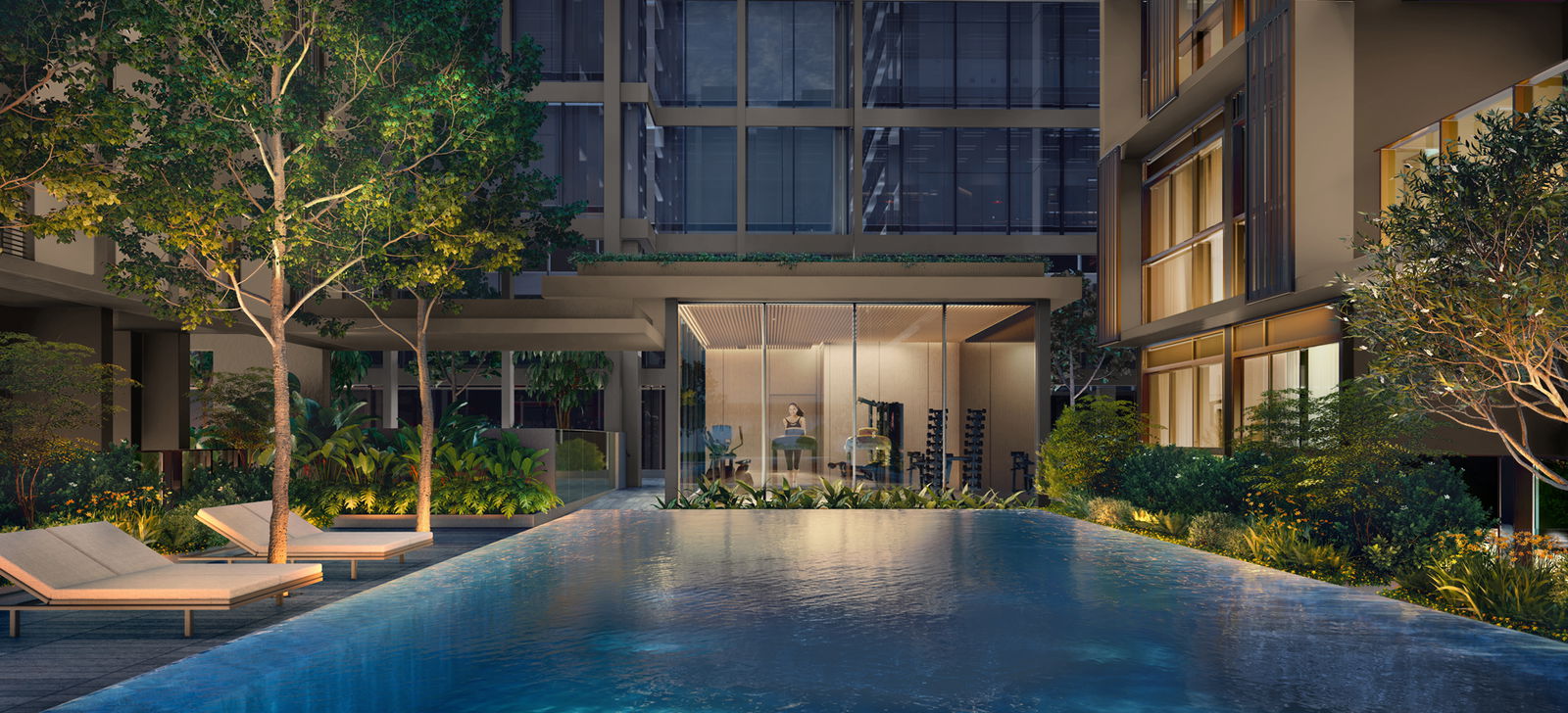 The Collective at One Sophia — azure pool and gymnasium. Artist's impression.