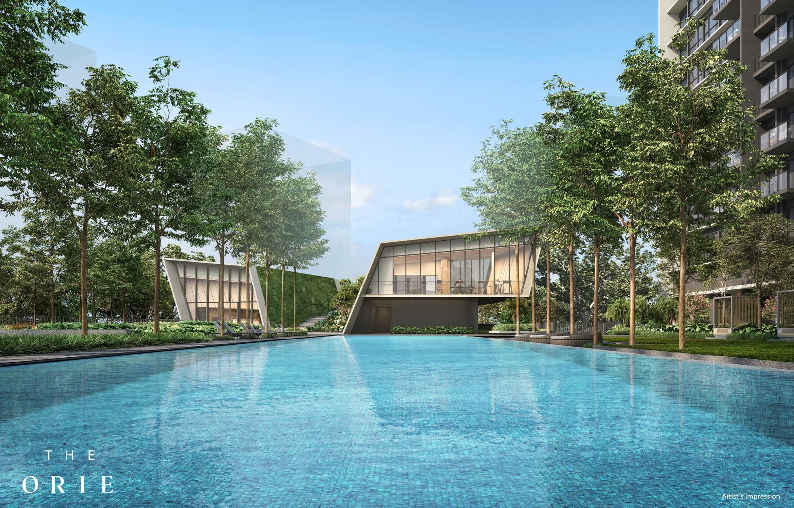 The Orie — clubhouse and pool. Artist's impression.