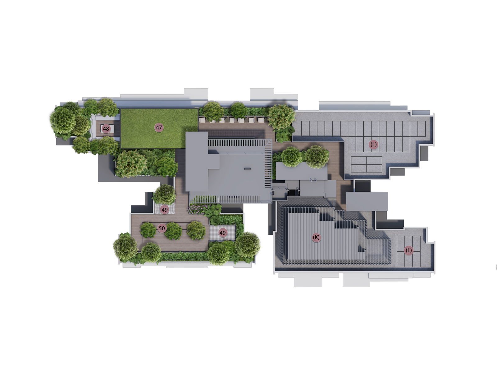The Sen rooftop facilities plan for Block 230, with the Sky Bar Pavilion, Sky Lounge, Hangout Lounge and Sky Deck