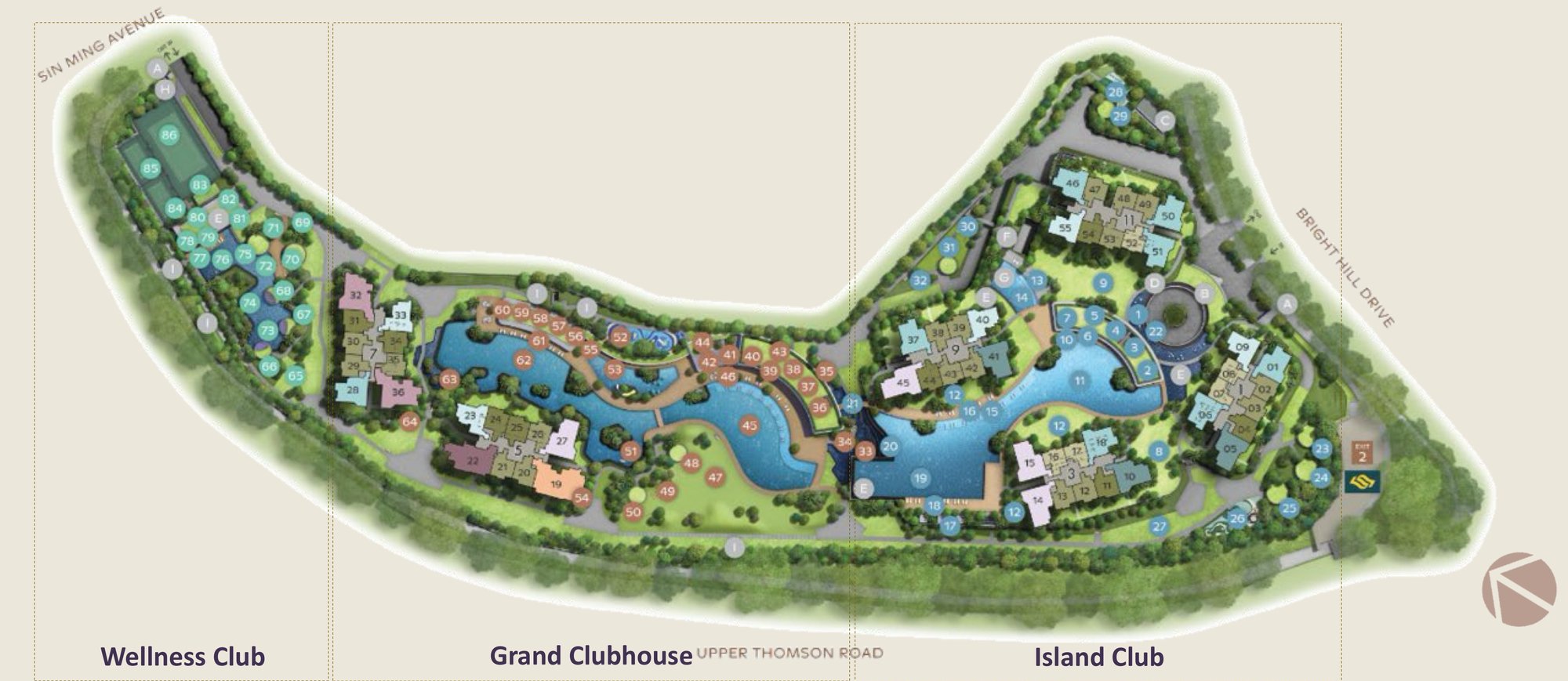 Thomson Reserve site plan showing six towers between Upper Thomson Road, Bright Hill Drive and Sin Ming Avenue