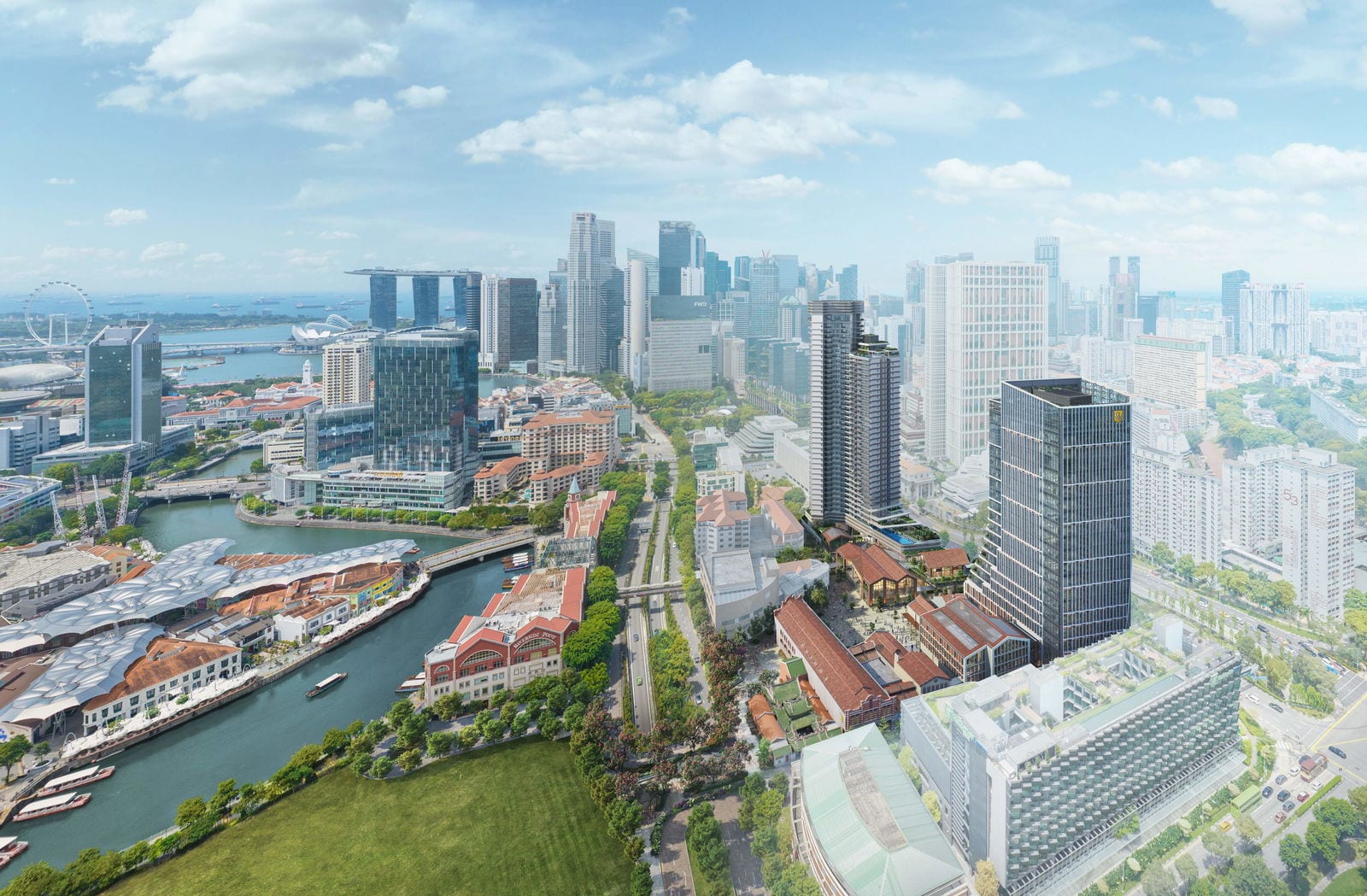 Union Square Residences — usr aerial day view. Artist's impression.