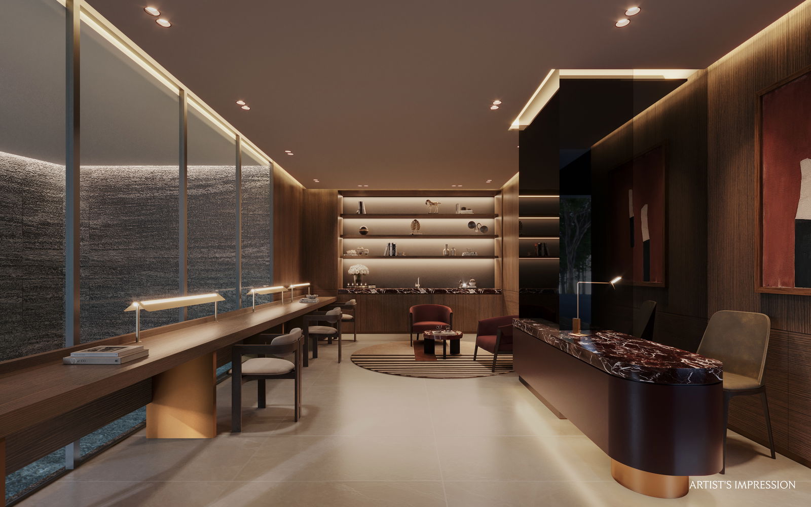 UpperHouse at Orchard Boulevard — lounge. Artist's impression.