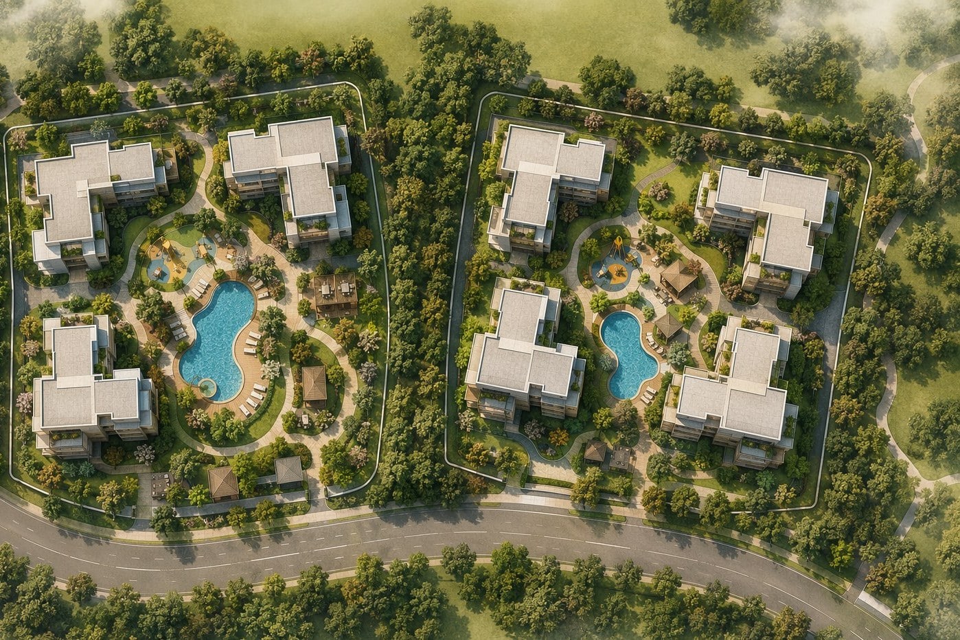 Site plan covering both Woodlands Drive 17 executive condominium parcels